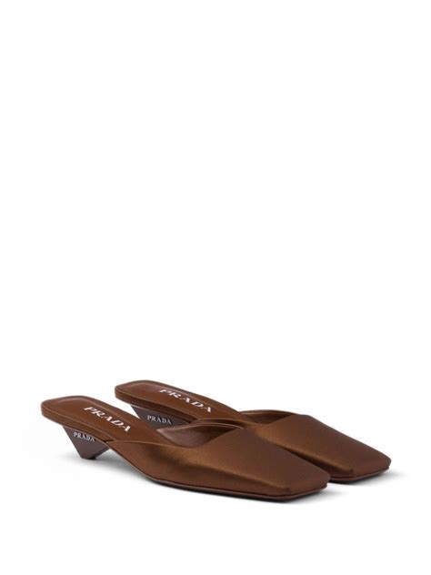 prada square toe satin mules|Women's Prada Mules .